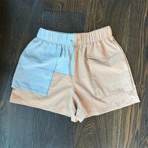Fabletics Anastasia color-block cargo short tan blue women’s size small